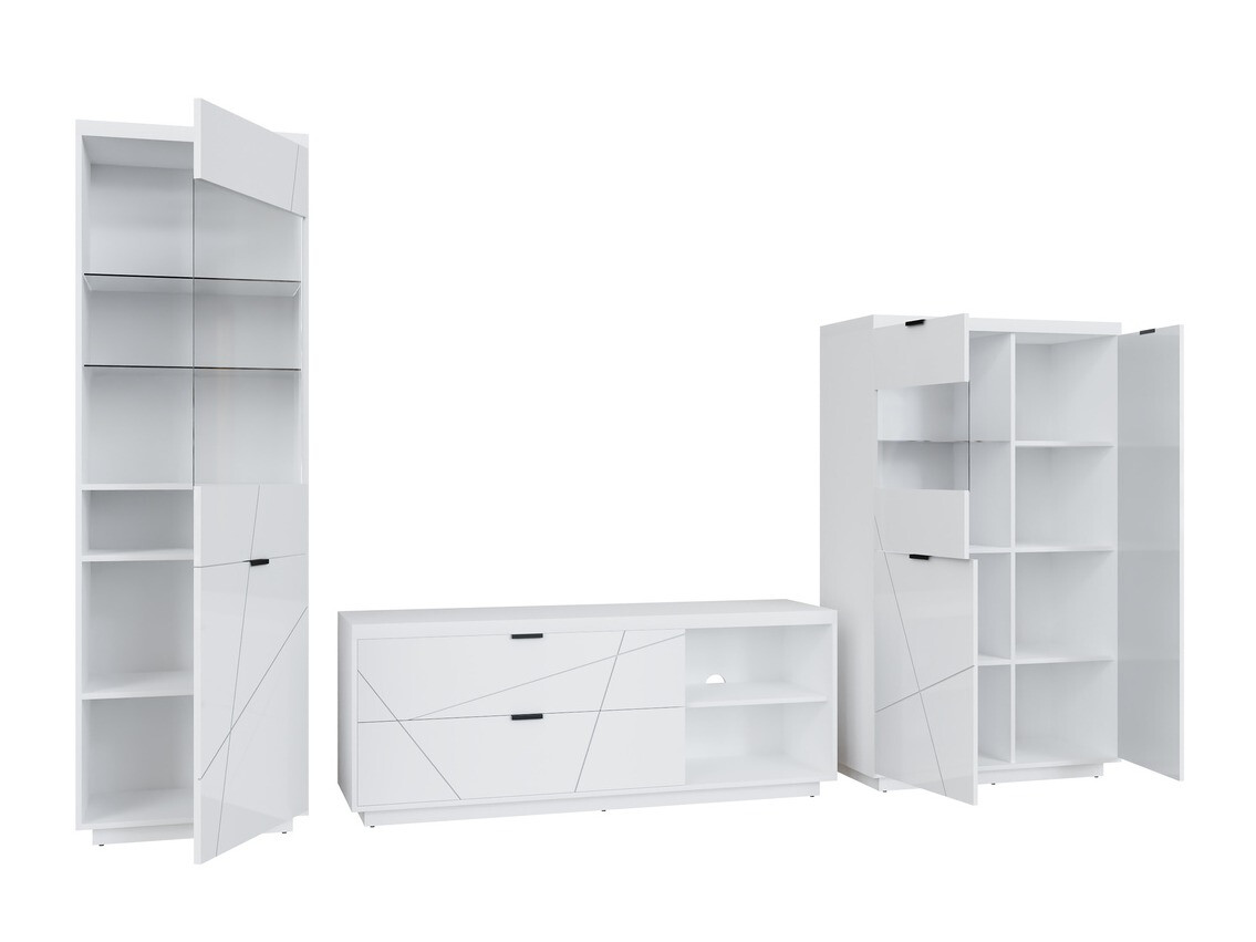 Viesistabas komplekts Fivale 112 (Glancēts balts + Balts)