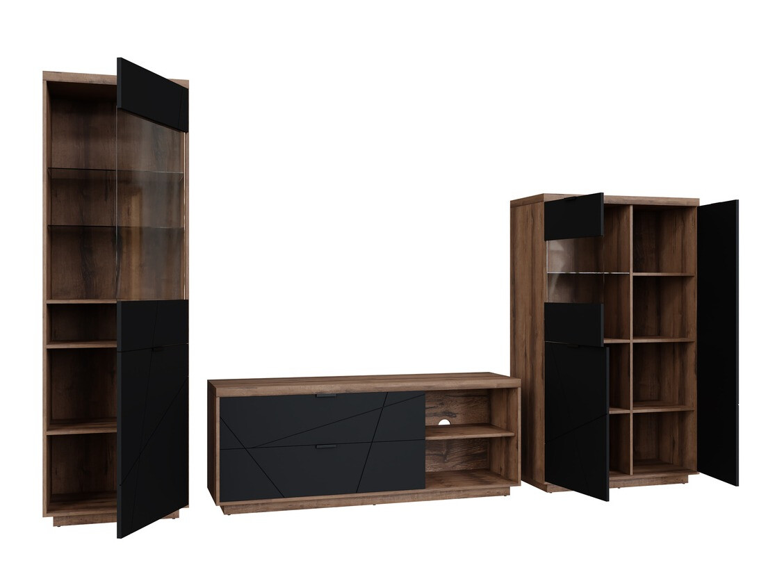 Viesistabas komplekts Fivale 112 (Tumšs delano ozols + Matēts melns)