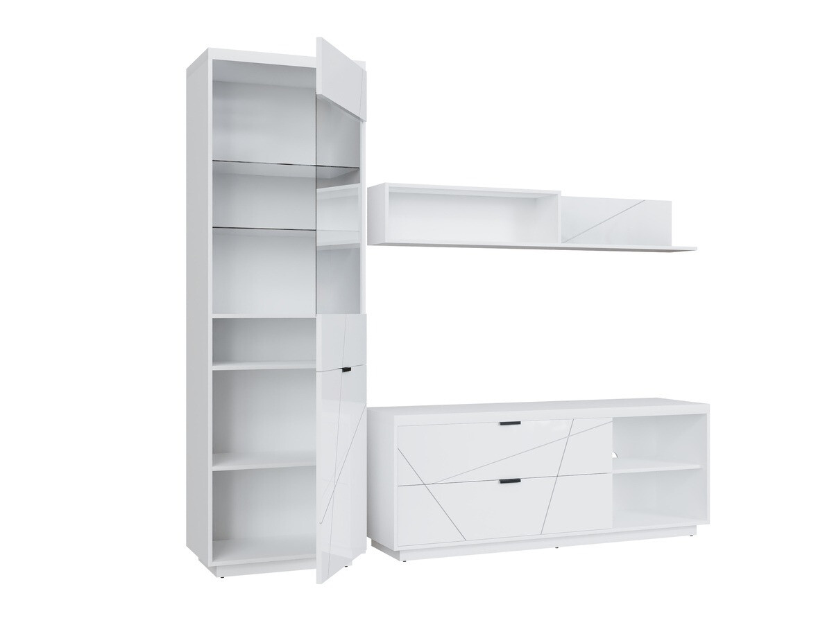 Viesistabas komplekts Fivale 113 (Glancēts balts + Balts)