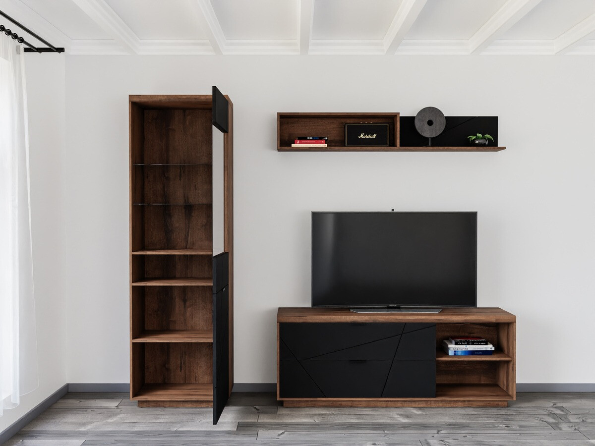 Viesistabas komplekts Fivale 113 (Tumšs delano ozols + Matēts melns)