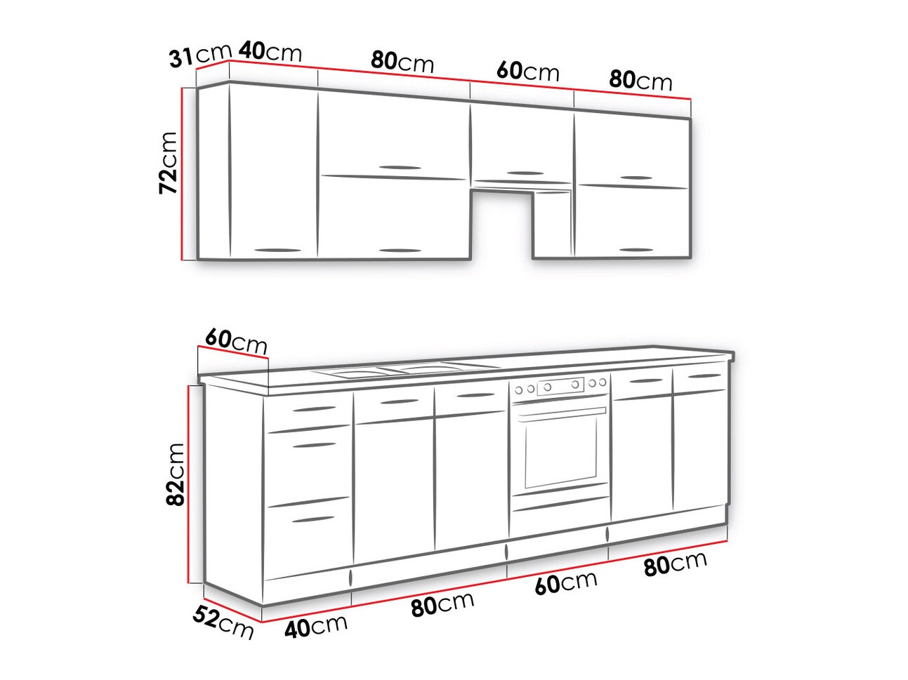 Moduļu virtuves komplekts Wood White 138