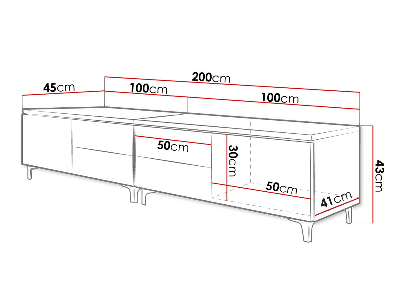 TV galds Nashville 128 (Balts + Glancēts balts)