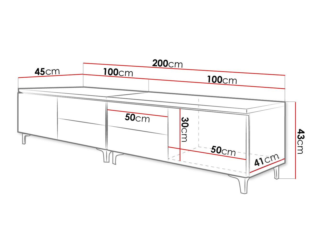 TV galds Nashville 128 (Balts + Glancēts melns)