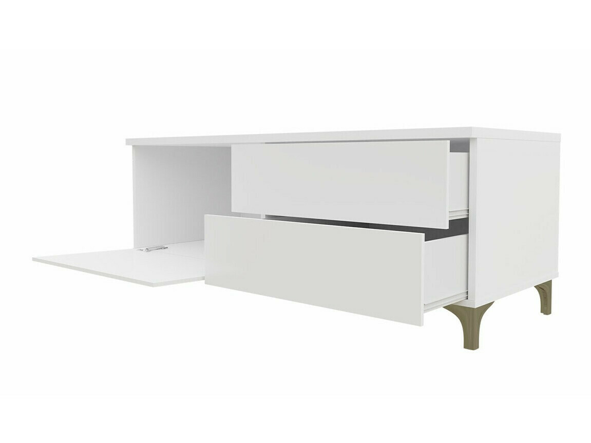 TV galds Nashville 128 (Balts + Glancēts pelēks)