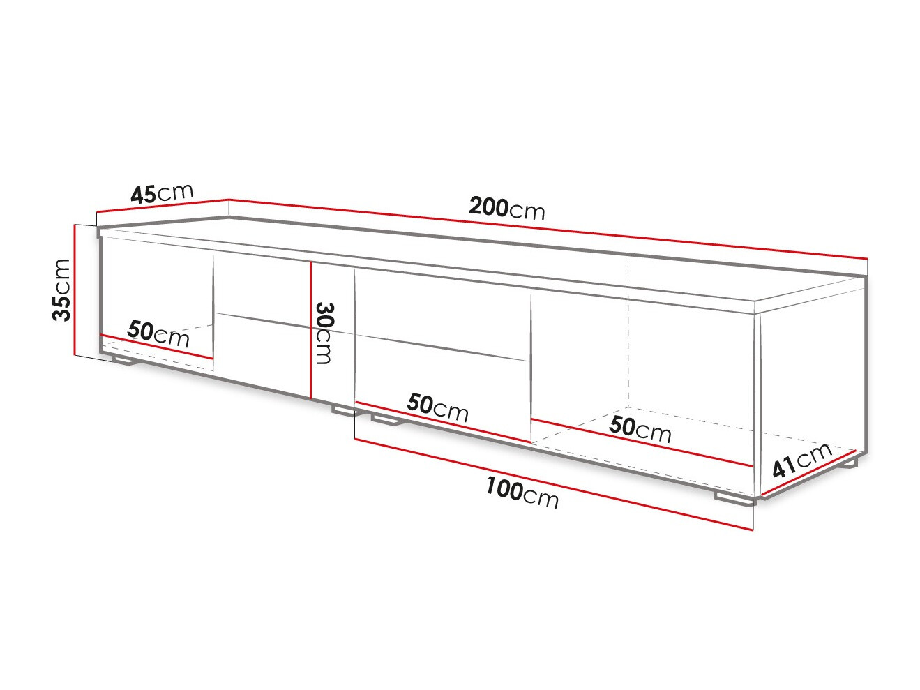 TV galds Nashville 129 (Balts + Glancēts balts)