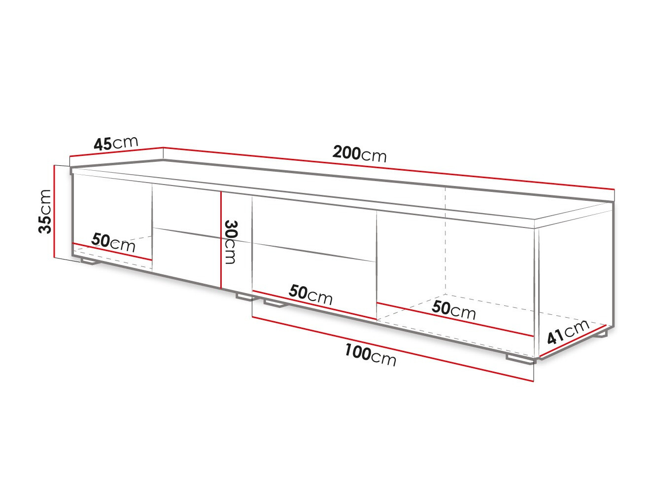 ТВ тумба Nashville 129 (Белый + Глянцевый черный)
