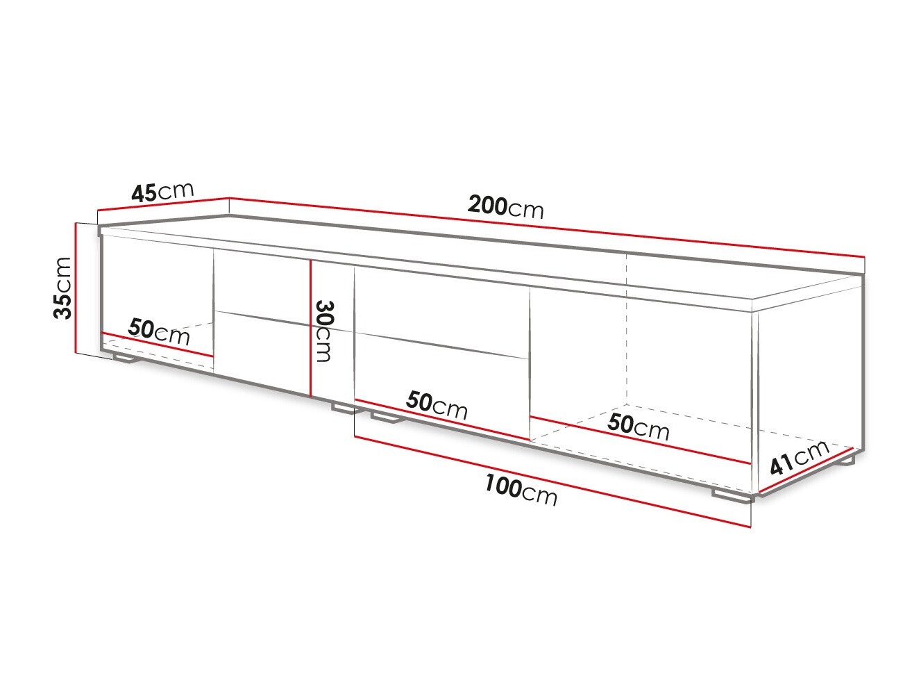 ТВ тумба Nashville 129 (Белый + Глянцевый серый)