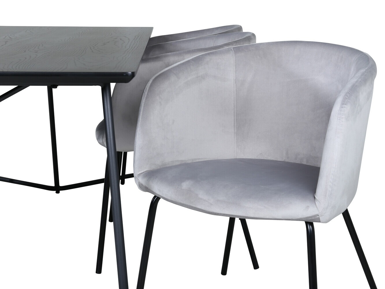 Ēdamistabas komplekts Dallas 2569 (Gaiši pelēks + Melns)