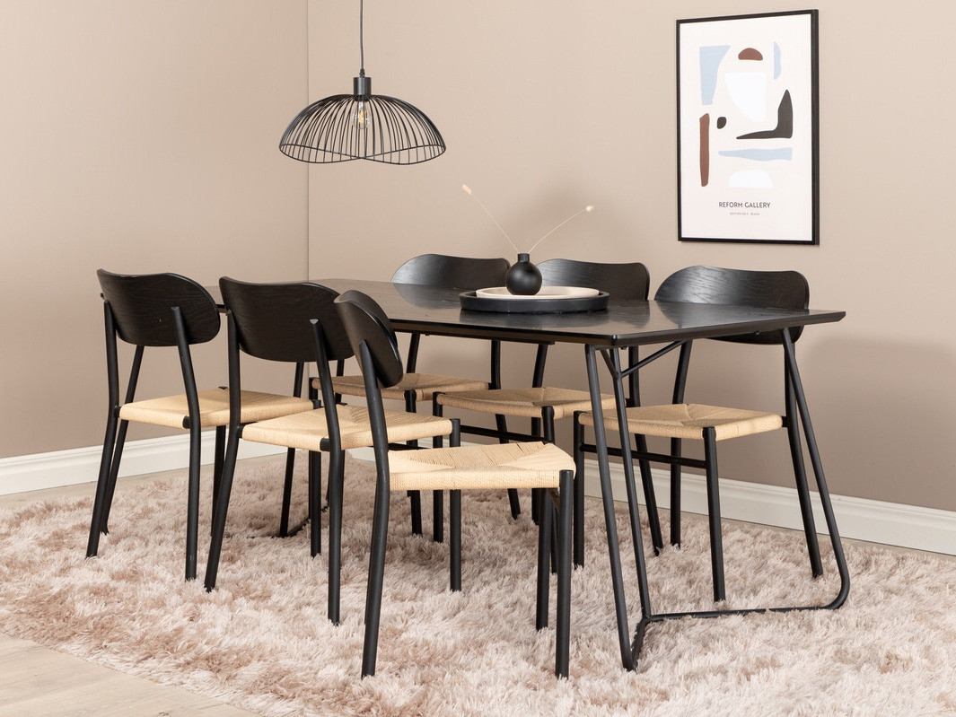 Ēdamistabas komplekts Dallas 2716 (Melns + Gaiši brūns)