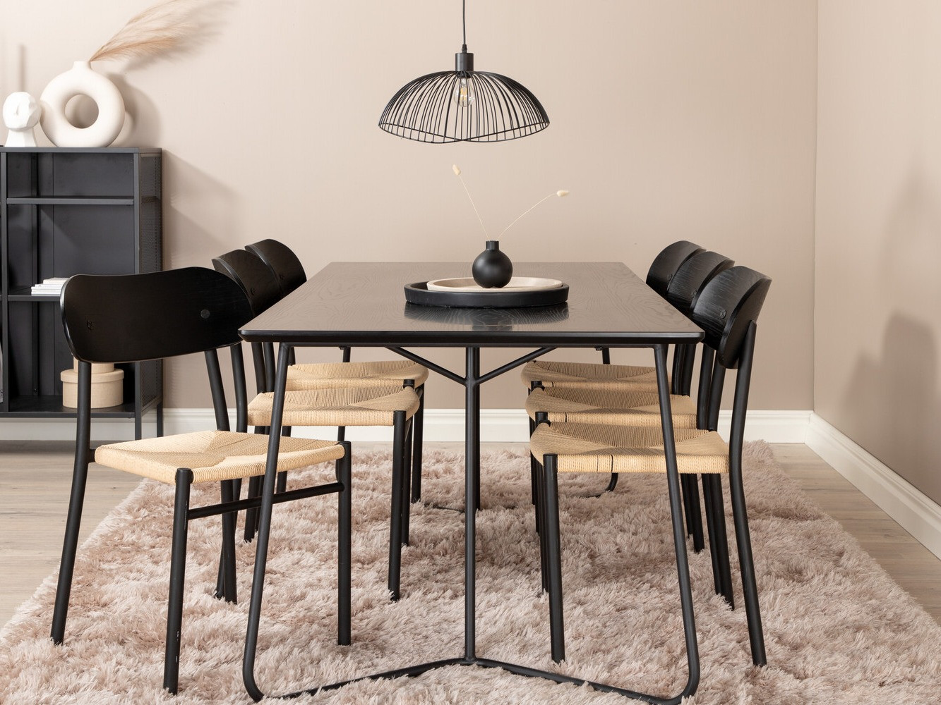 Ēdamistabas komplekts Dallas 2716 (Melns + Gaiši brūns)