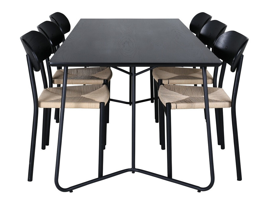 Ēdamistabas komplekts Dallas 2716 (Melns + Gaiši brūns)