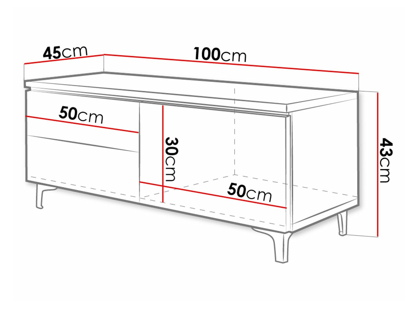 TV galds Nashville 130 (Balts + Glancēts balts)