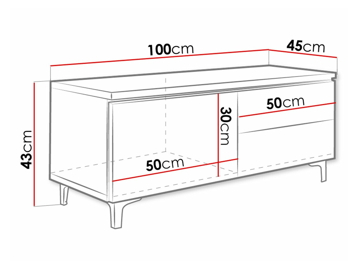 TV galds Nashville 130 (Balts + Glancēts balts)