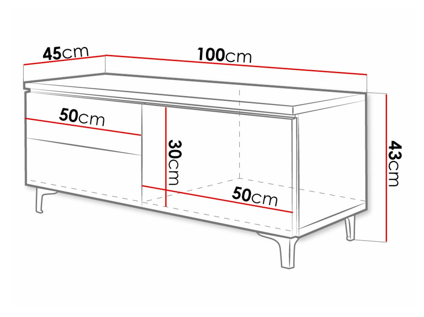 TV galds Nashville 130 (Balts + Glancēts melns)