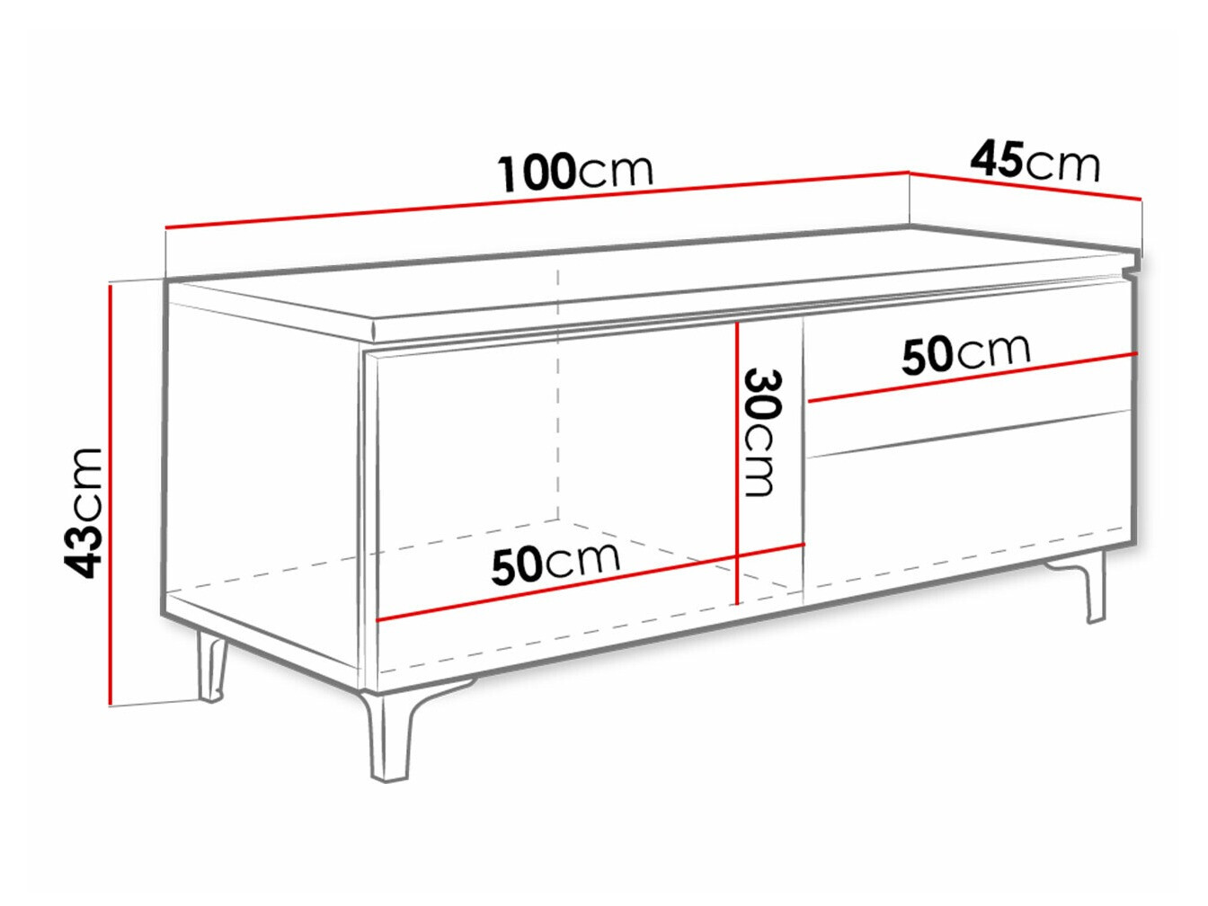 TV galds Nashville 130 (Balts + Glancēts melns)