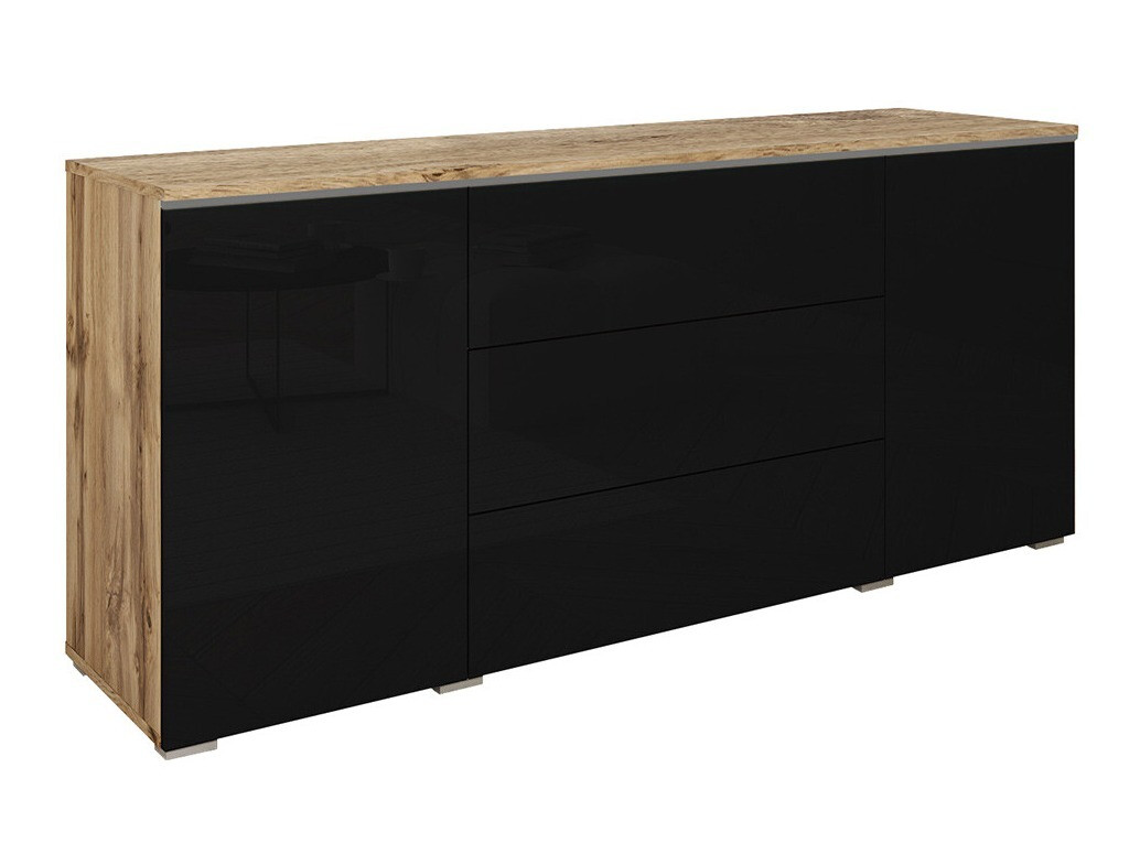 Kомод Sarasota 142 (Дуб вотан + Глянцевый черный)
