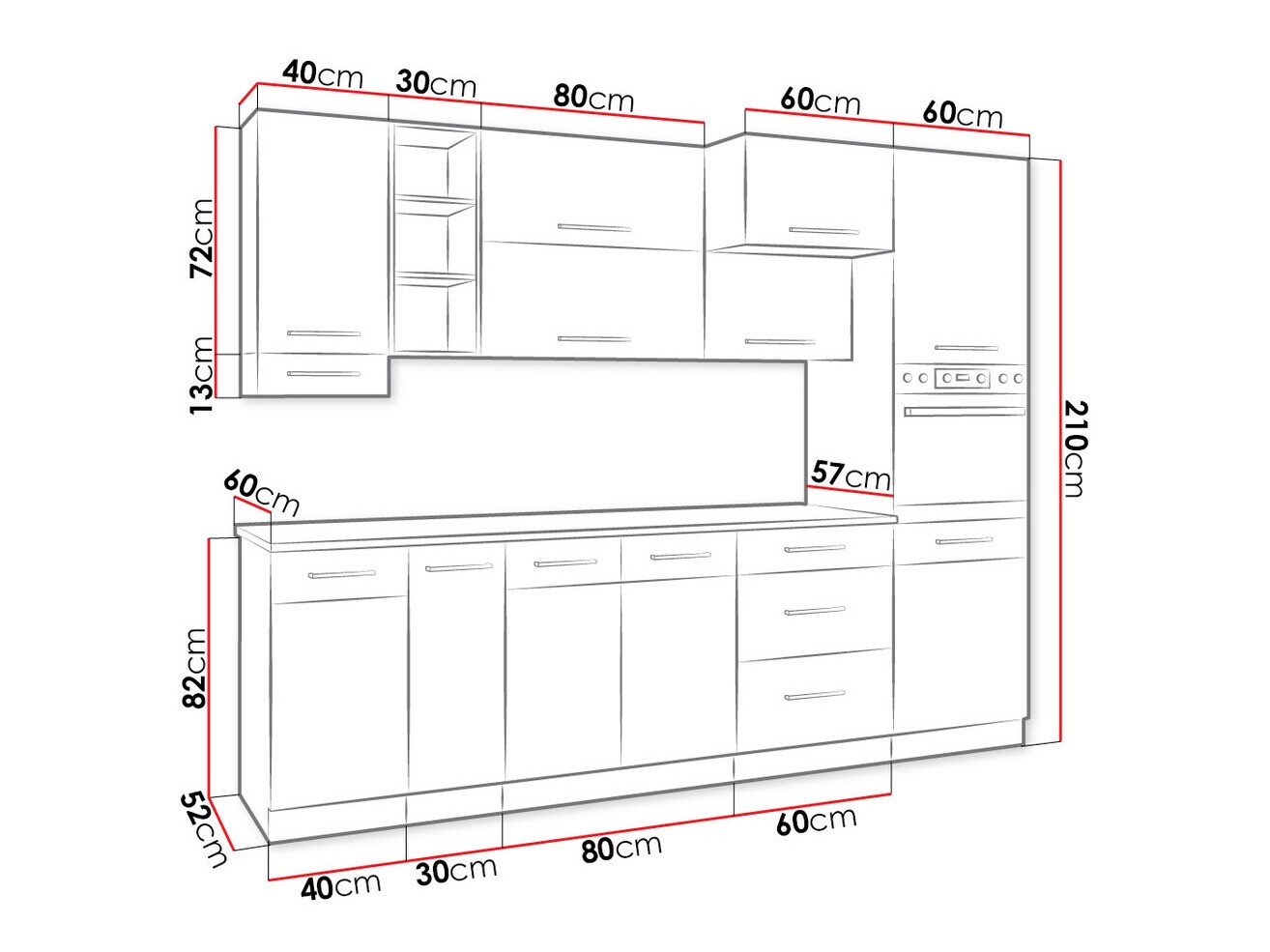 Moduļu virtuves komplekts Wood White 137