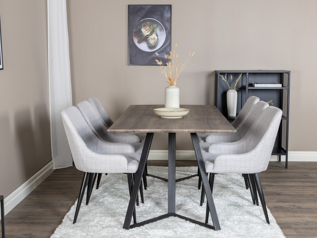 Обеденный гарнитур Dallas 1345 (Светло-серый + Чёрный)