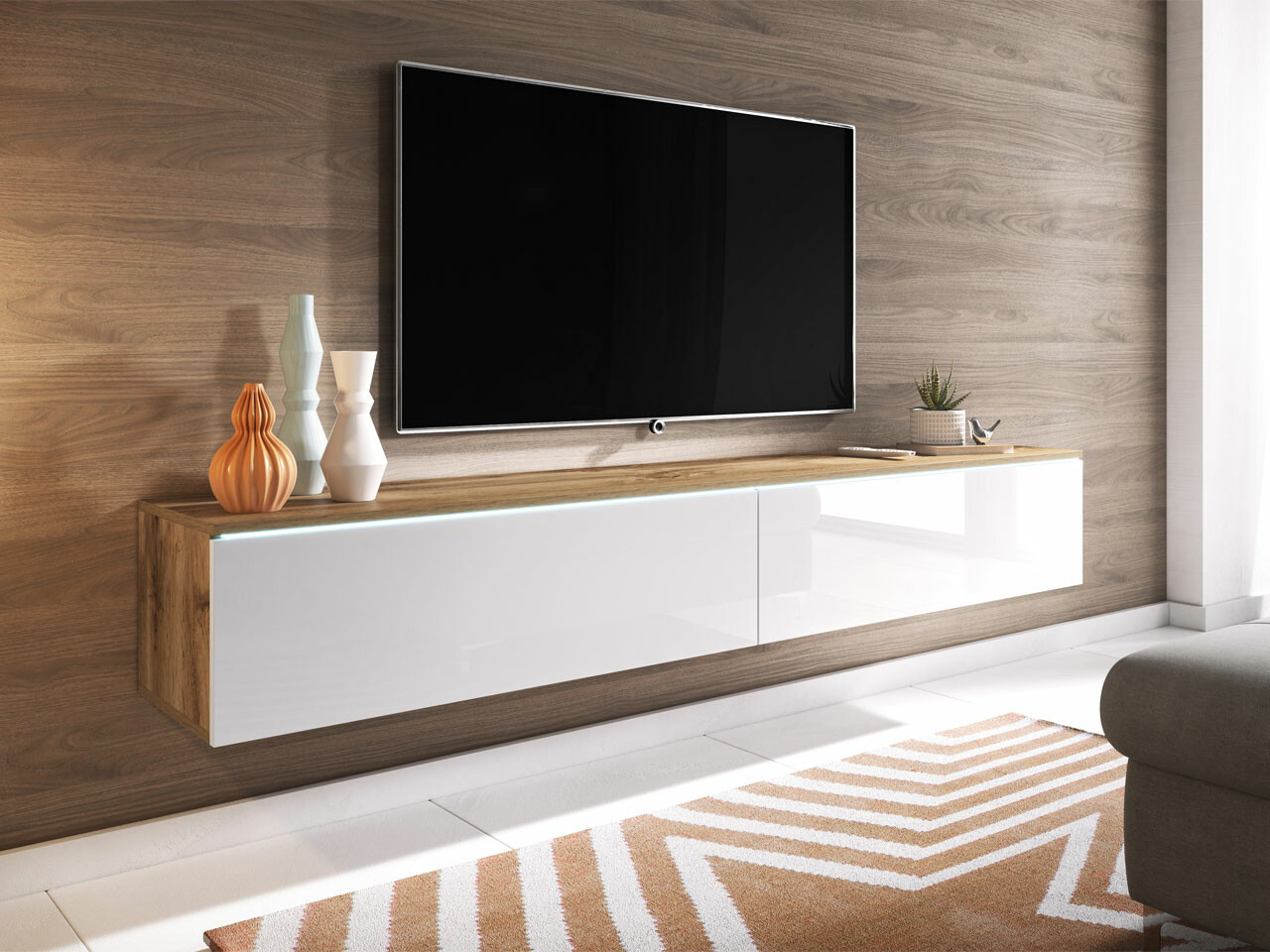 TV galds Scientia I (Votan ozols + Glancēts balts)