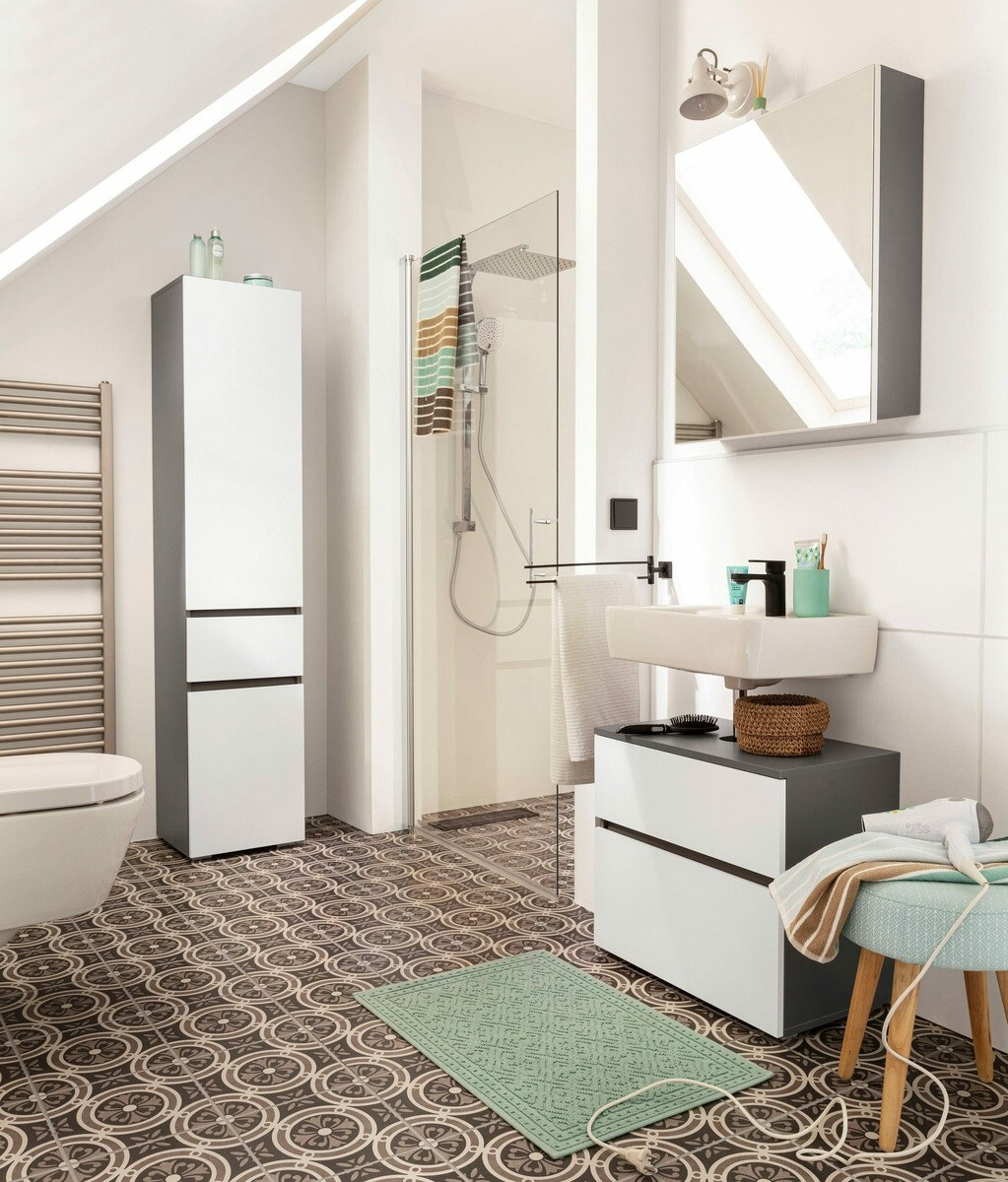 Stāvošs vannas skapītis Soncamu 106 (Balts + Antracīts)