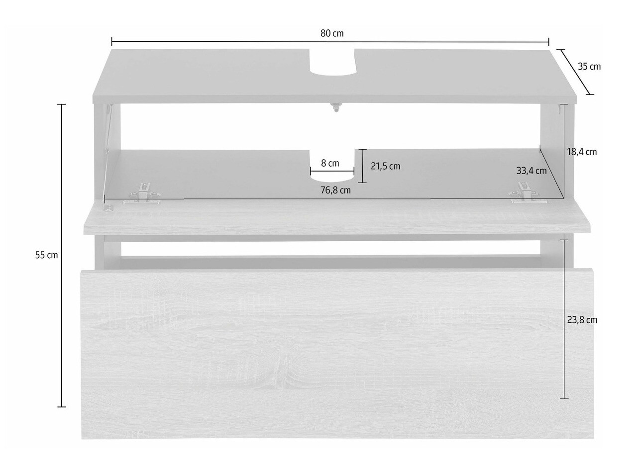 Stāvošs vannas istabas skapītis izlietnei Soncamu 109 (Balts + Antracīts)