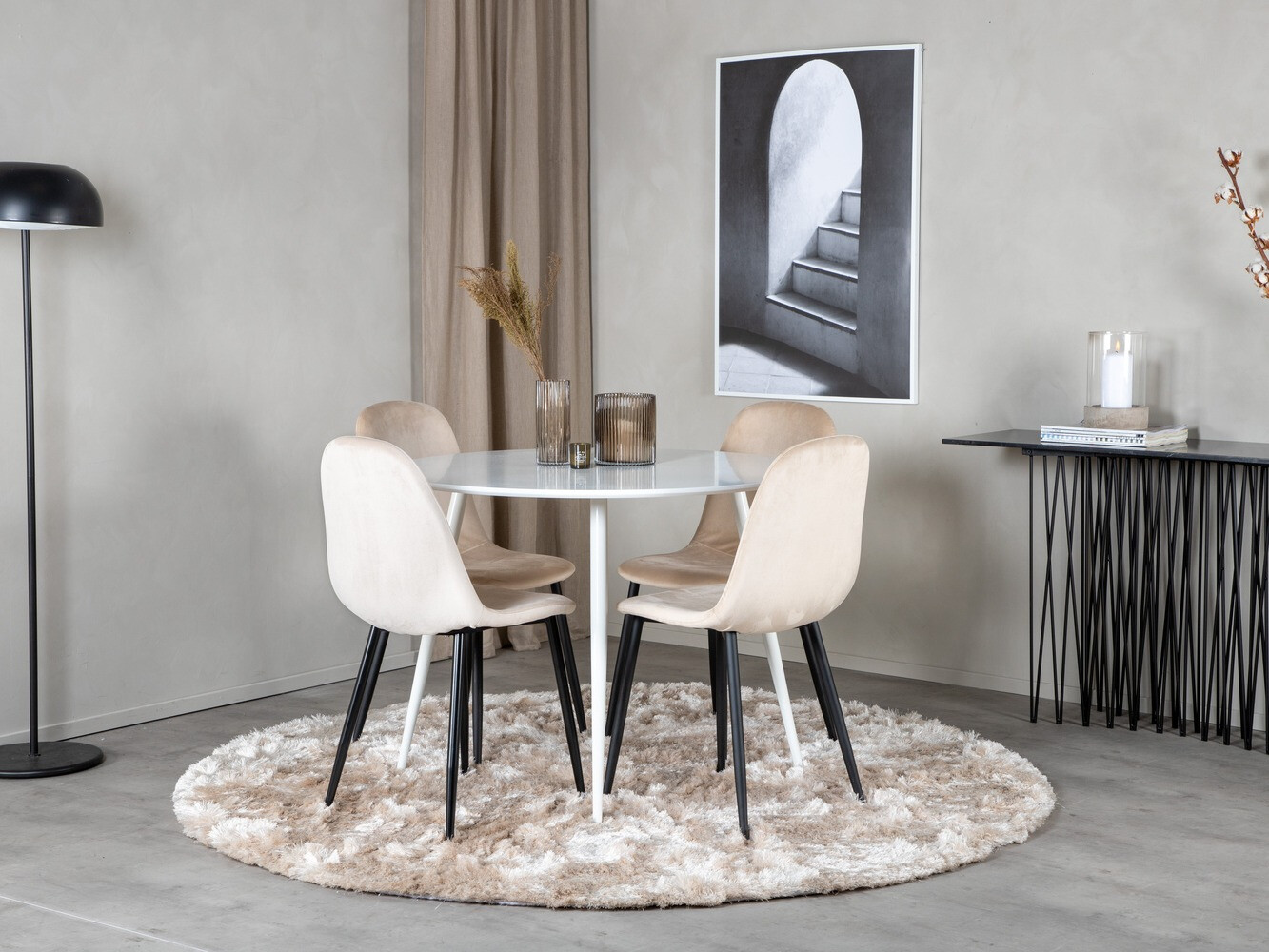 Ēdamistabas komplekts Dallas 1581 (Krēms + Melns)