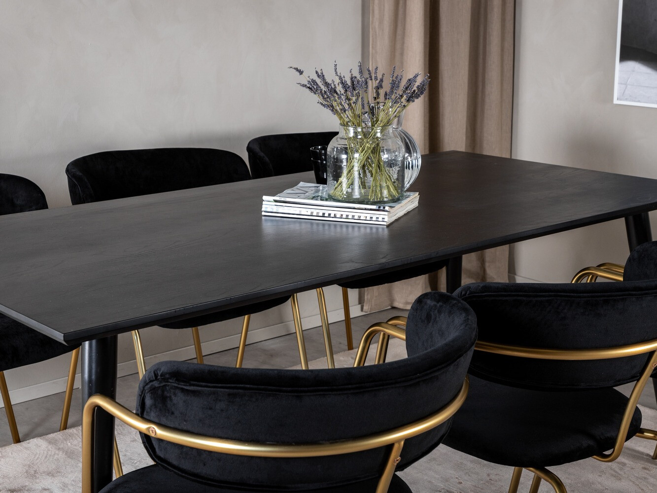 Ēdamistabas komplekts Dallas 2580 (Melns + Misiņš)