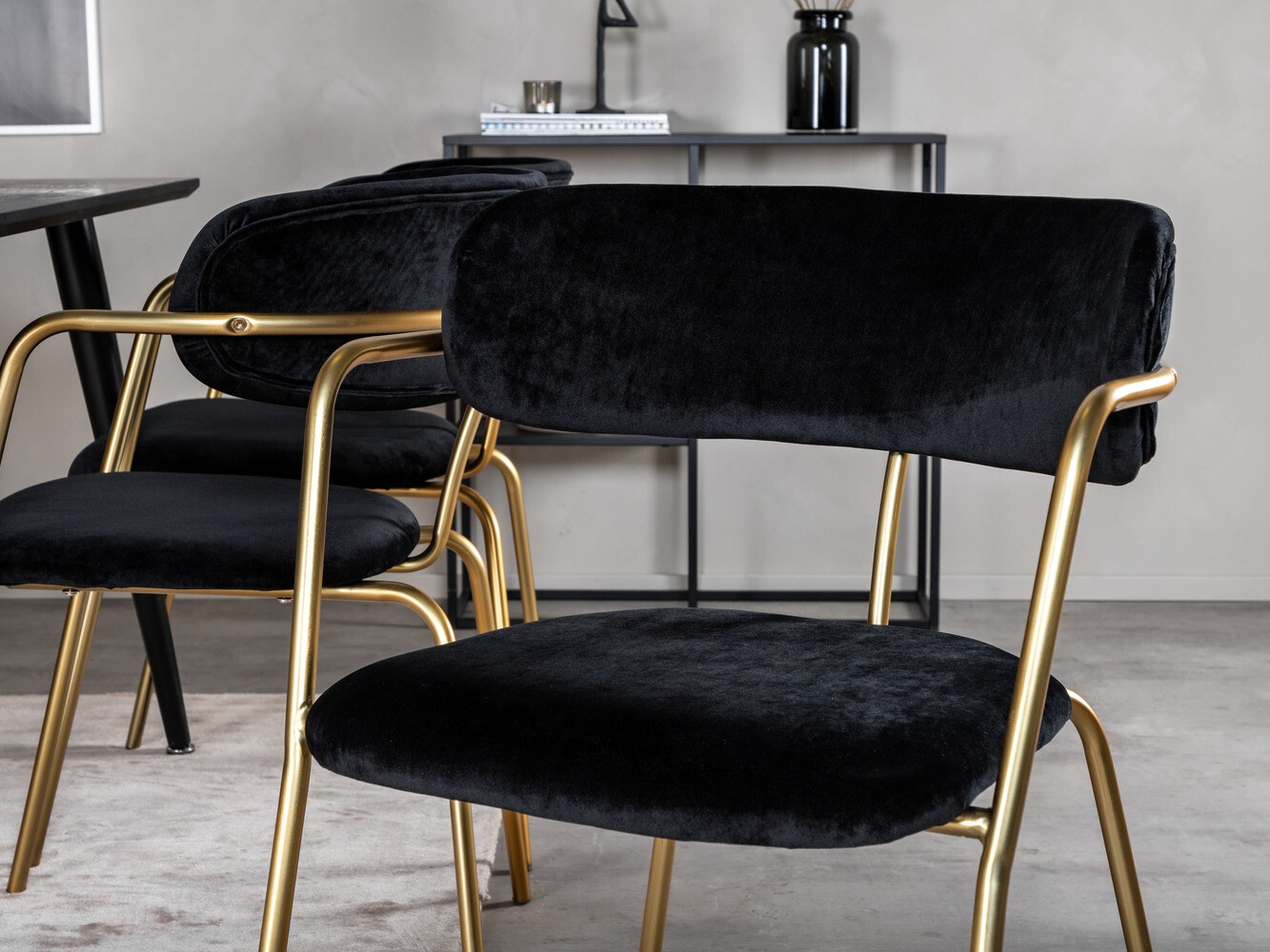 Ēdamistabas komplekts Dallas 2580 (Melns + Misiņš)