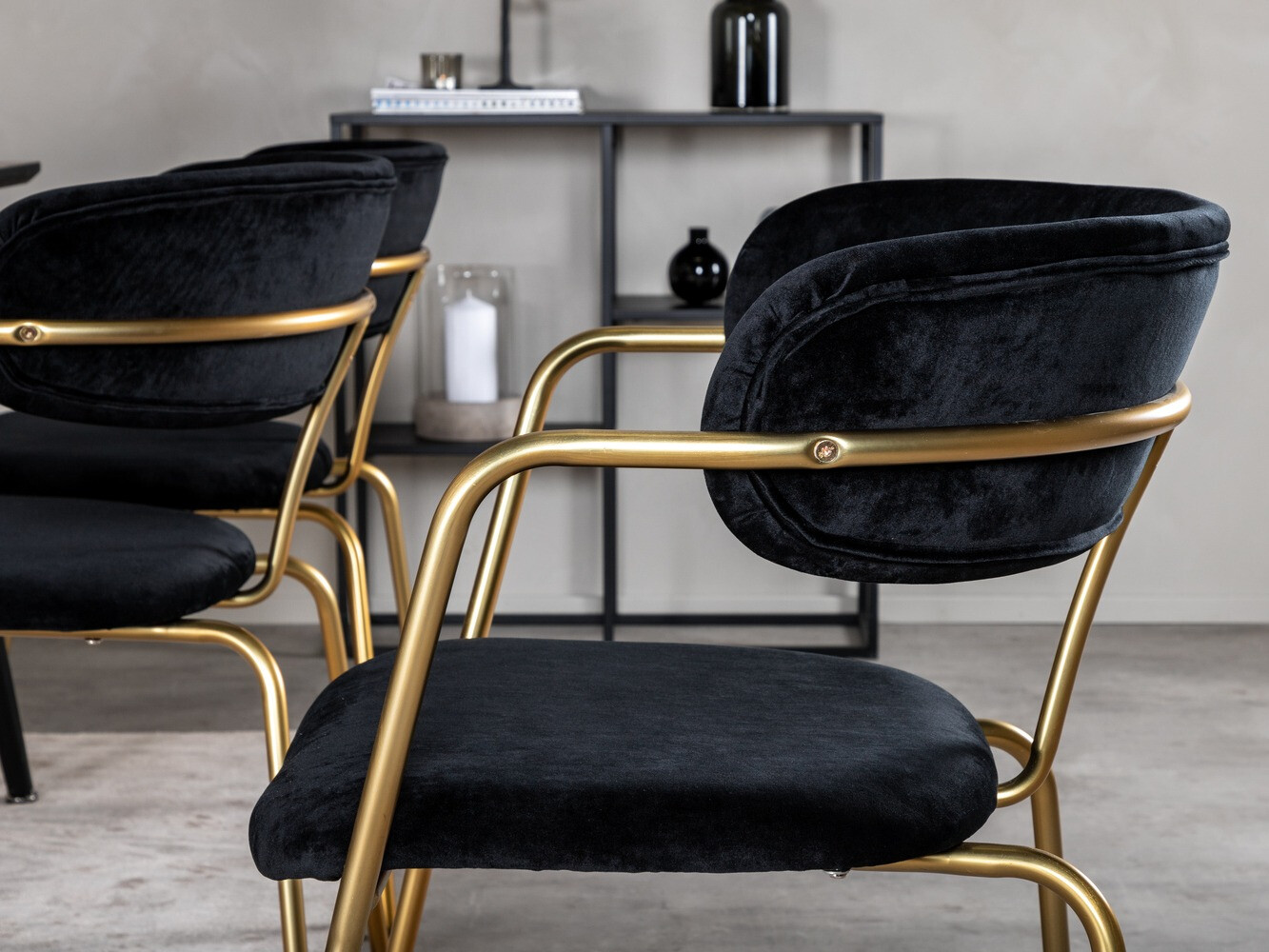 Обеденный гарнитур Dallas 2580 (Чёрный + Латунь)