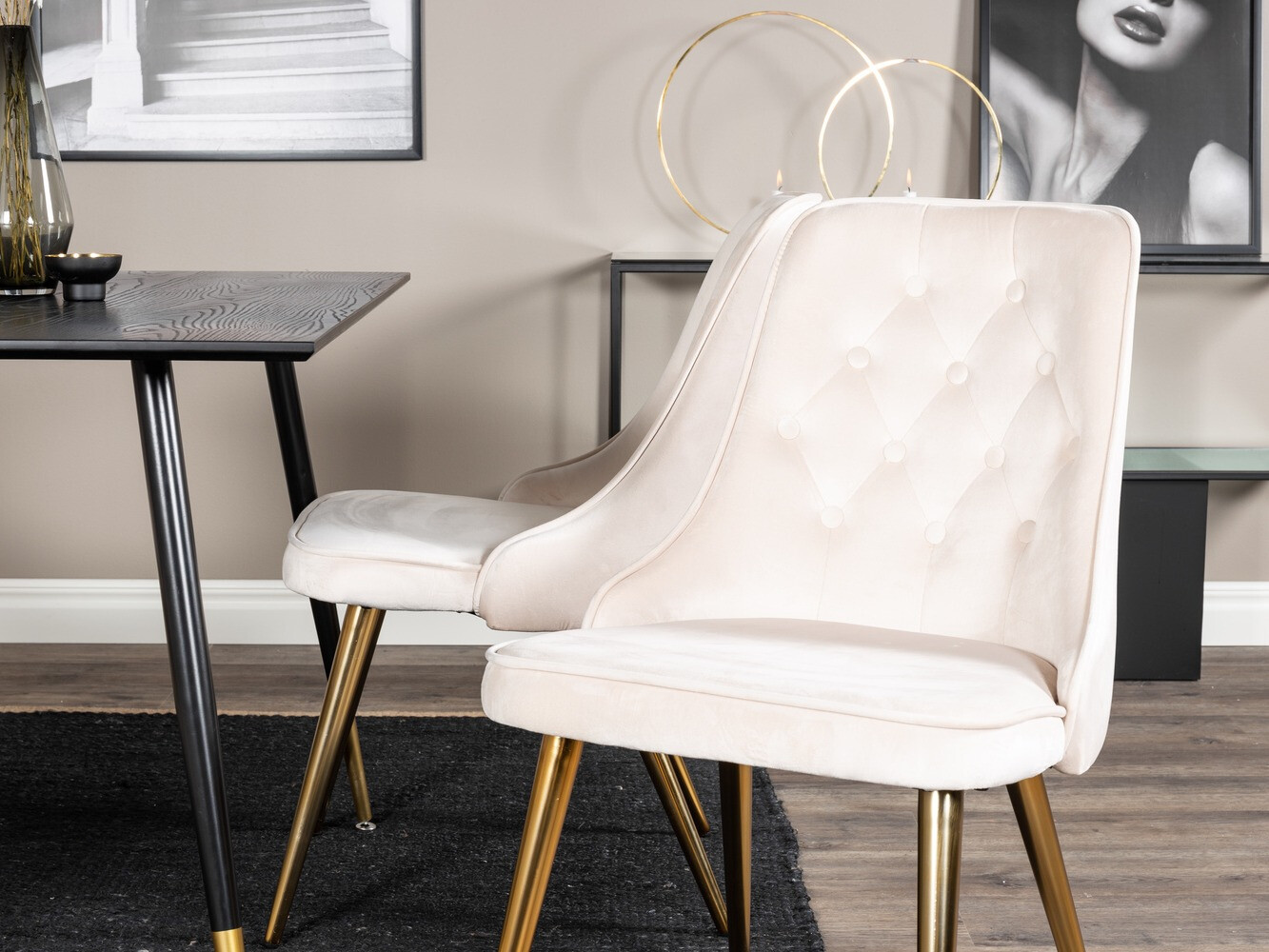 Ēdamistabas komplekts Dallas 1673 (Bēšs + zelta)