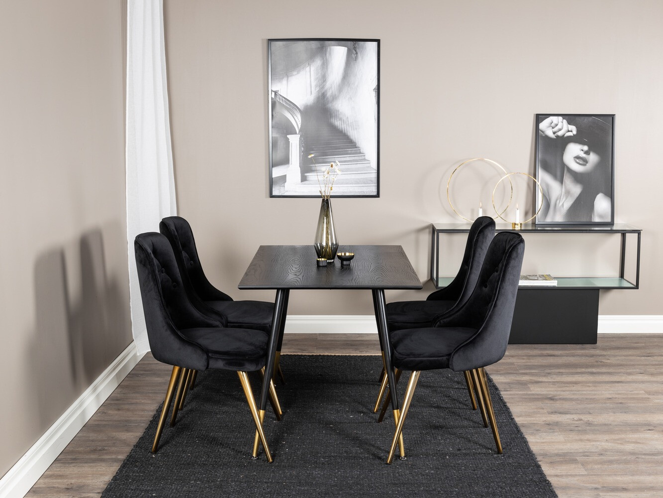 Ēdamistabas komplekts Dallas 1673 (Melns + zelta)