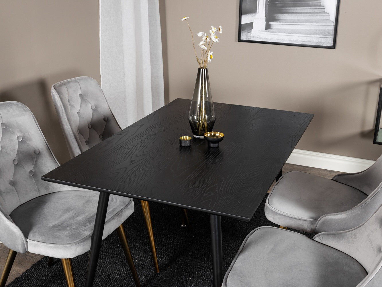 Ēdamistabas komplekts Dallas 1673 (Pelēks + zelta)