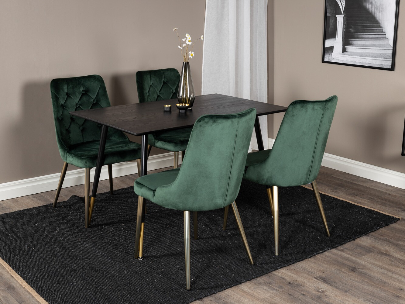 Ēdamistabas komplekts Dallas 1673 (Zaļš + zelta)