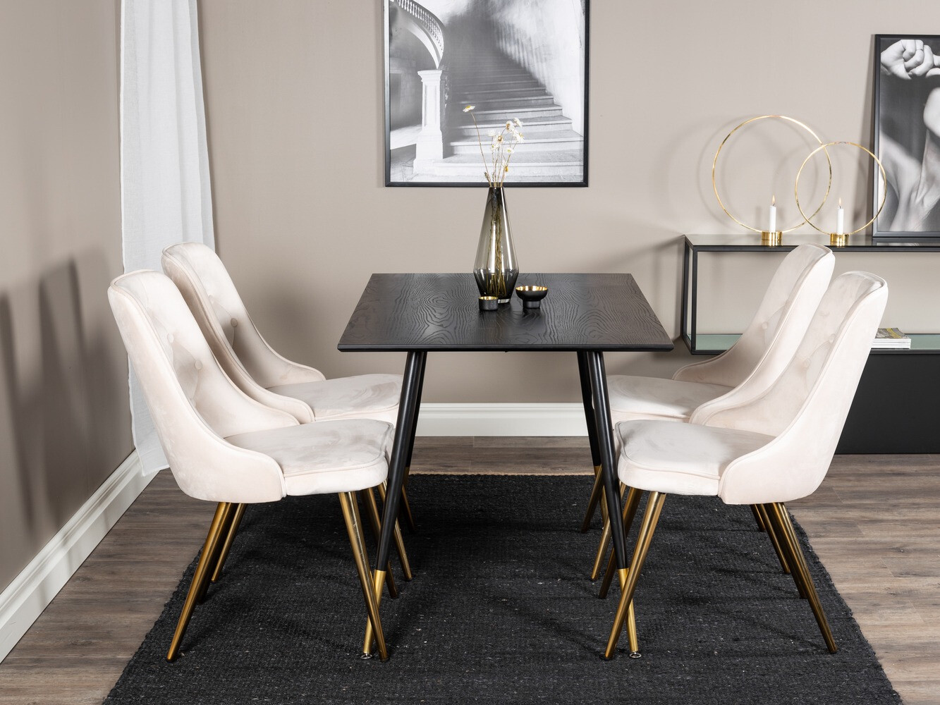 Обеденный гарнитур Dallas 1673 (Бежевый + золотой)