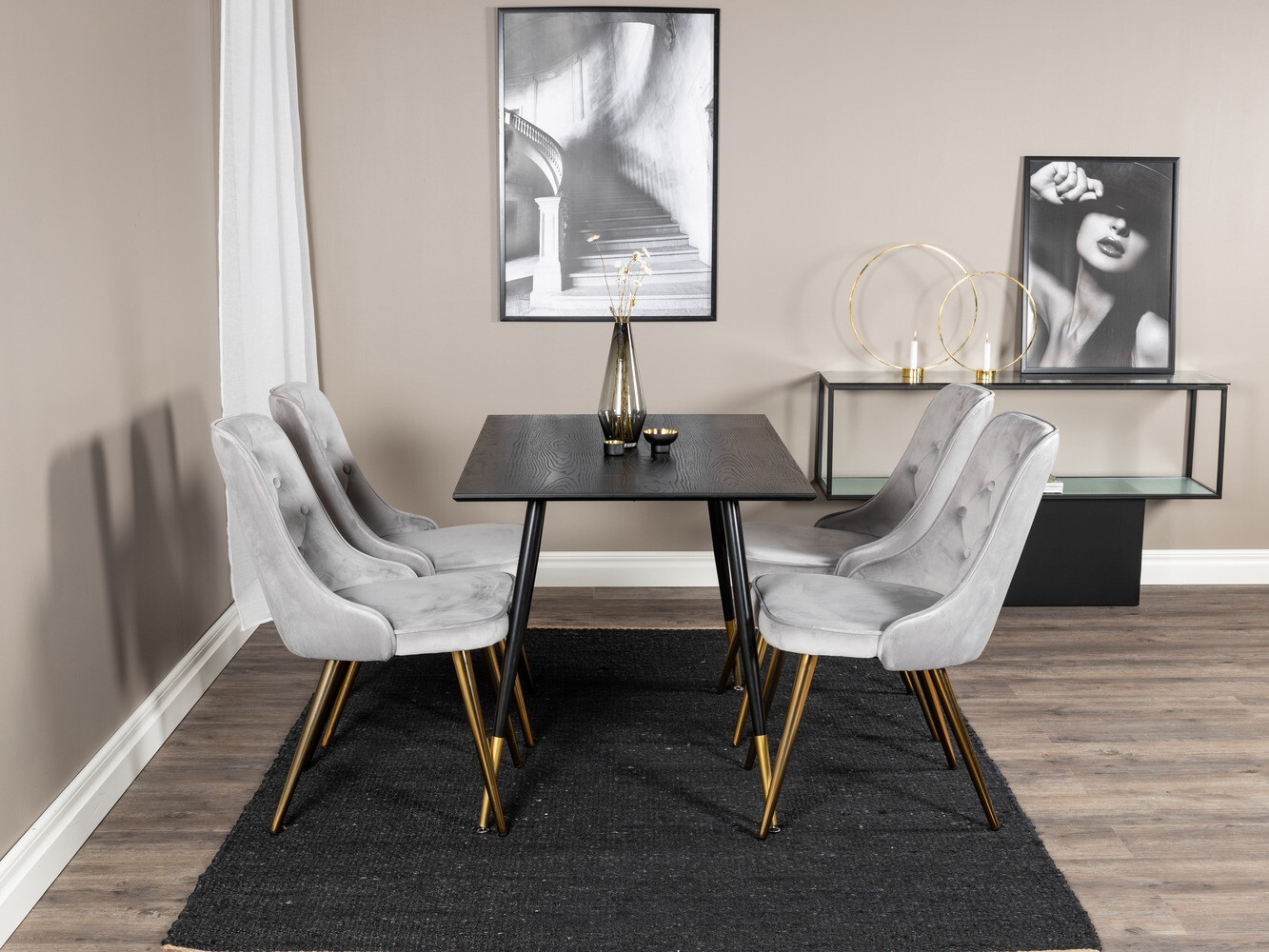 Обеденный гарнитур Dallas 1673 (Серый + золотой)