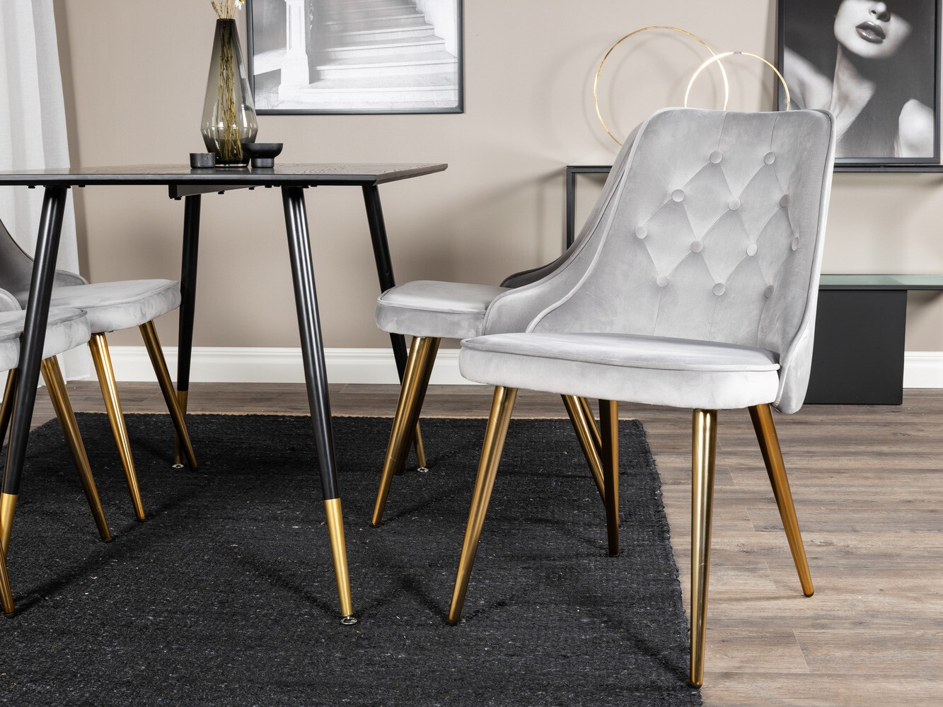 Обеденный гарнитур Dallas 1673 (Серый + золотой)