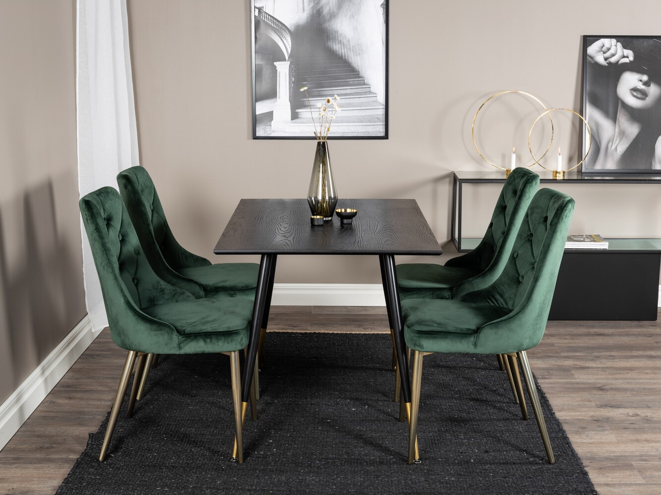 Обеденный гарнитур Dallas 1673 (Зелёный + золотой)