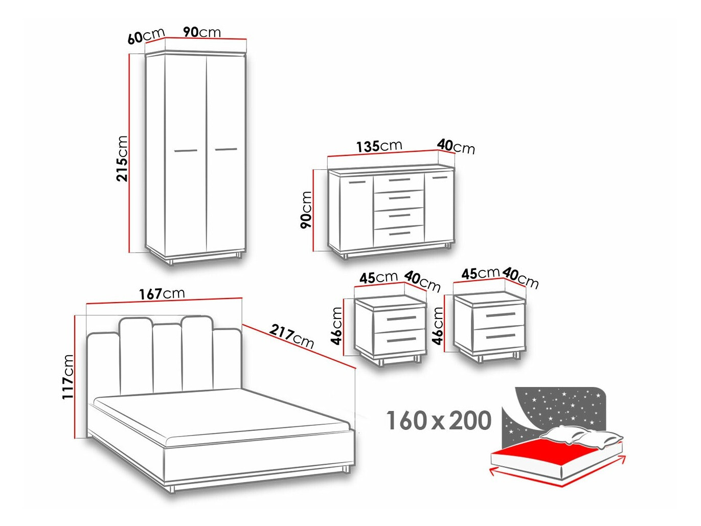 Guļamistabas komplekts Morlira 116