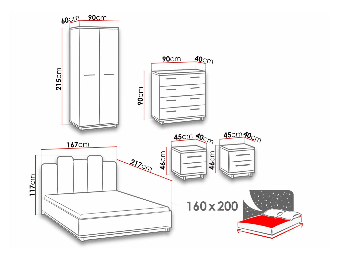 Guļamistabas komplekts Morlira 117