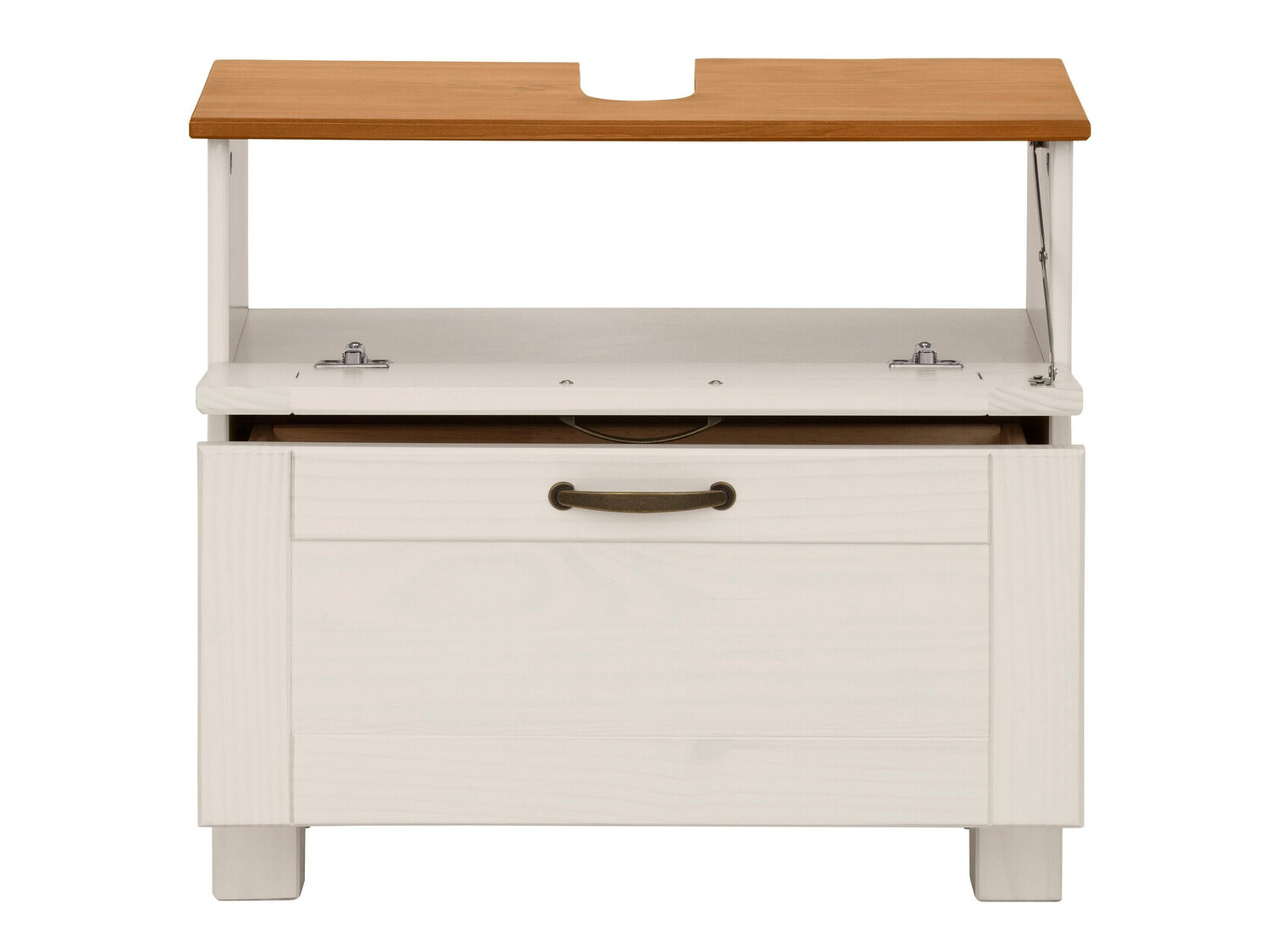 Stāvošs vannas istabas skapītis izlietnei Ophlevu 102 (Balts + Medus ozols)