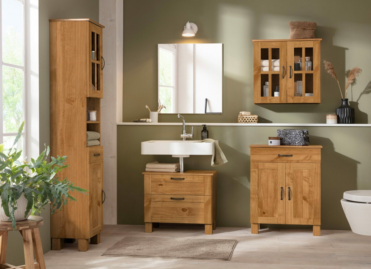 Stāvošs vannas istabas skapītis izlietnei Ophlevu 102 (Priede)