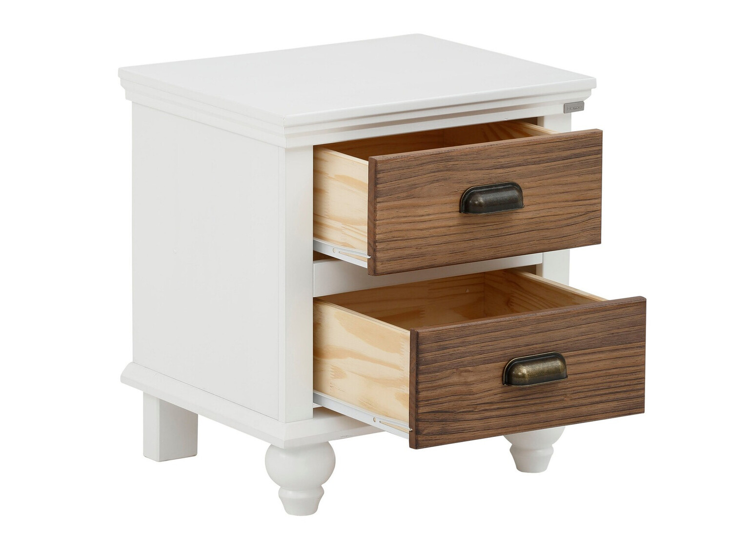 Прикроватная тумбочка Tivmeri 101 (Белый + Коричневый)