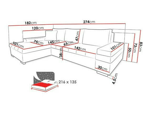 Stūra dīvāns Comfivo 212 (Otusso 14 + Sorriso 04)
