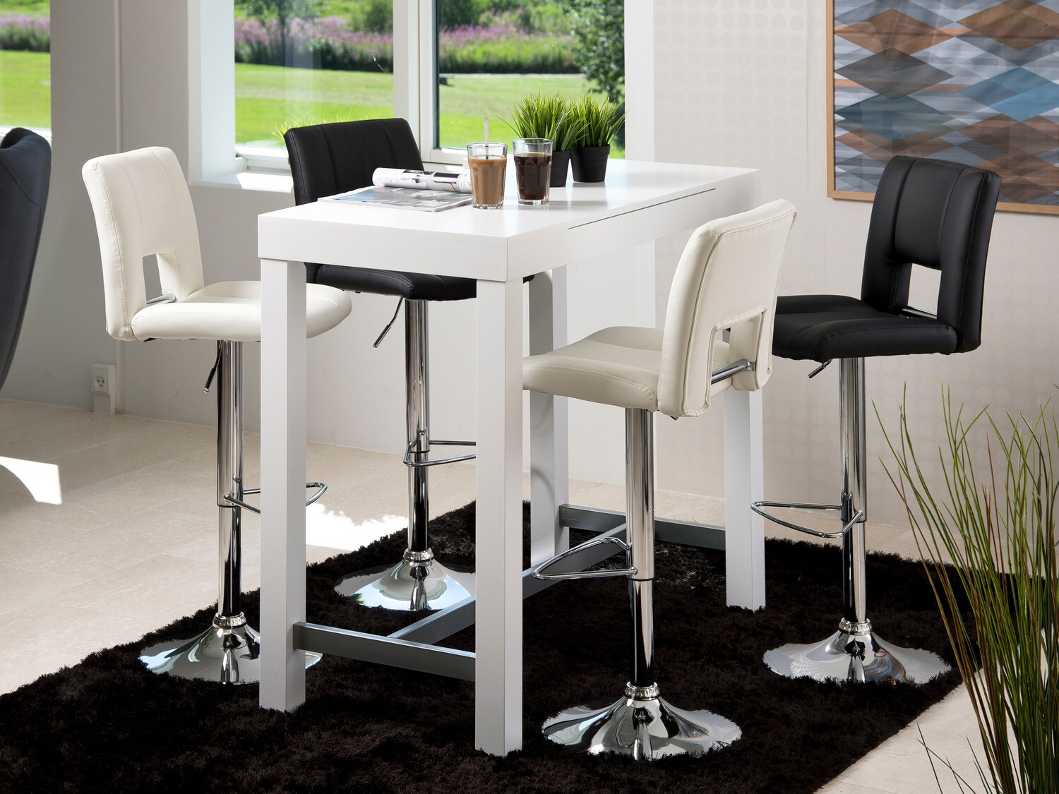 Низкий барный стул Norsica 145 (Чёрный + Серебряный)