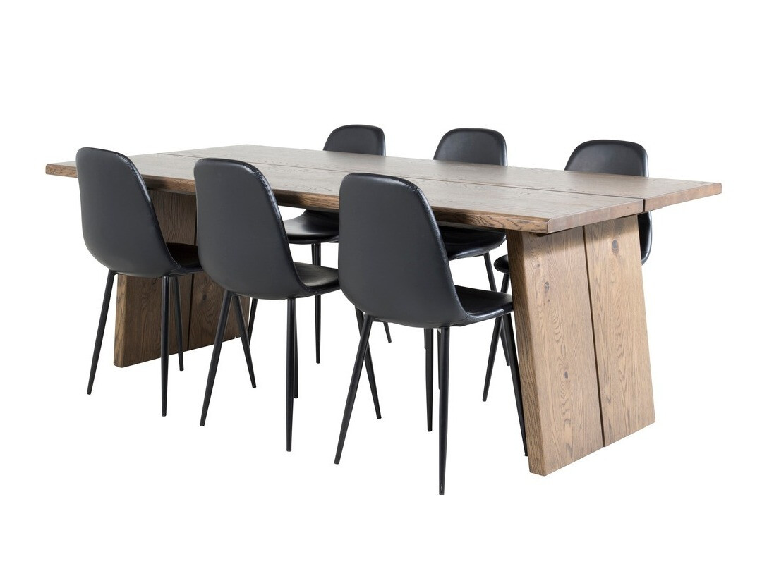 Ēdamistabas komplekts Dallas 1841 (Tumšs ozols + Melns)