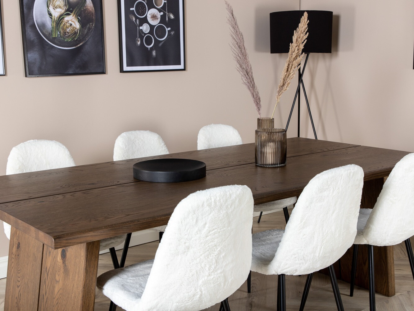 Обеденный гарнитур Dallas 1841 (Темный дуб + Белый + Чёрный)