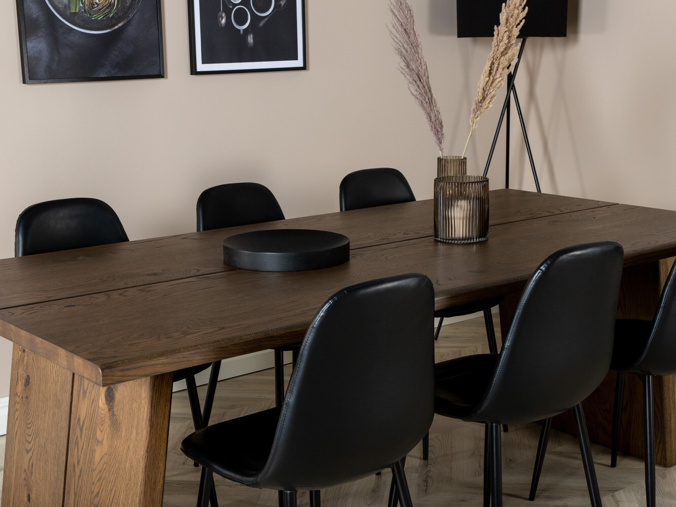 Обеденный гарнитур Dallas 1841 (Темный дуб + Чёрный)