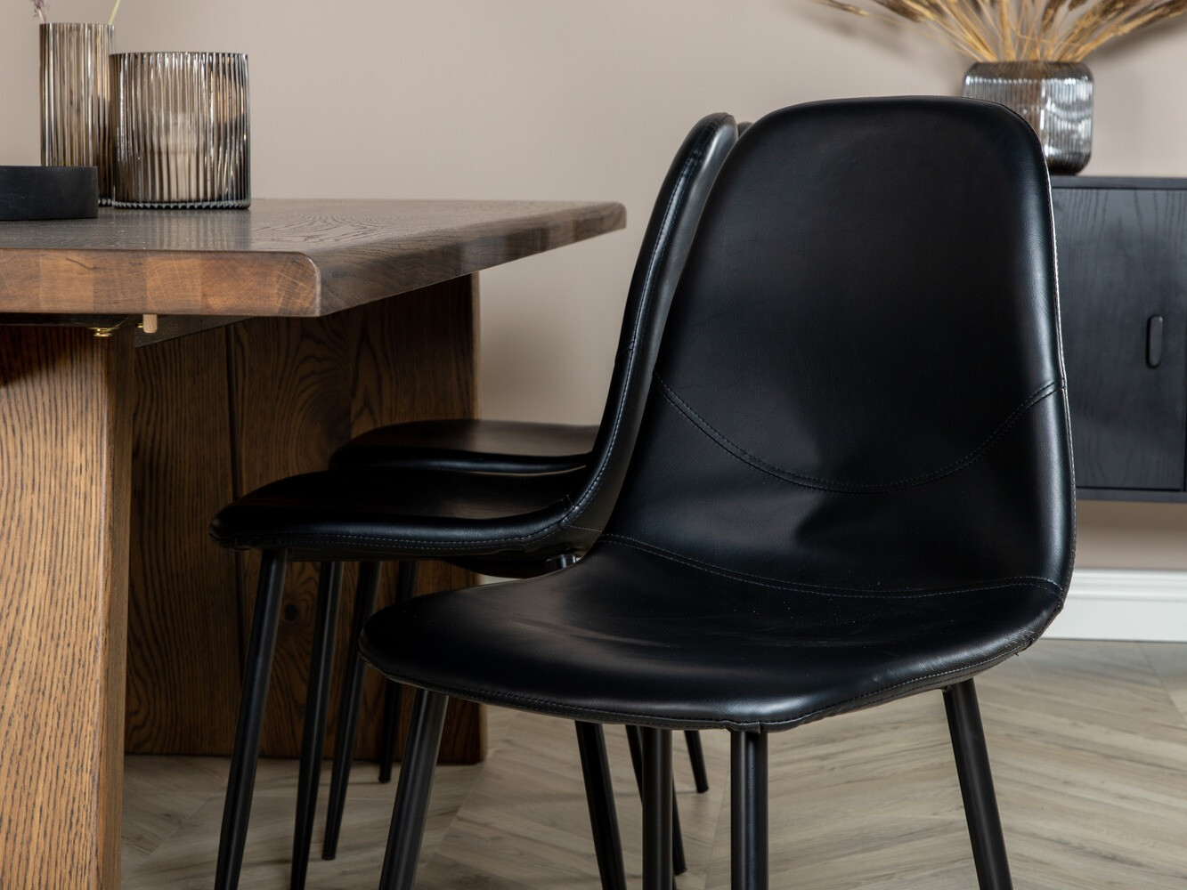 Обеденный гарнитур Dallas 1841 (Темный дуб + Чёрный)