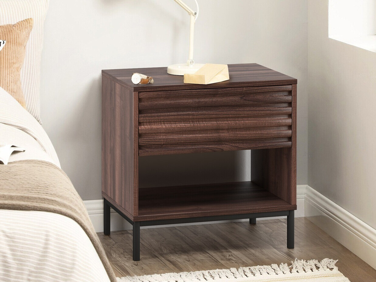 Прикроватная тумбочка Denton 845 (Чёрный + Орех)