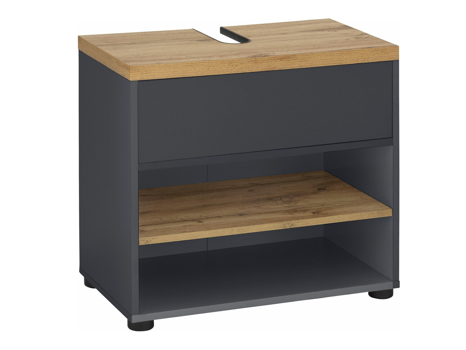 Stāvošs vannas istabas skapītis izlietnei Denton 840 (Antracīts + Ozols)